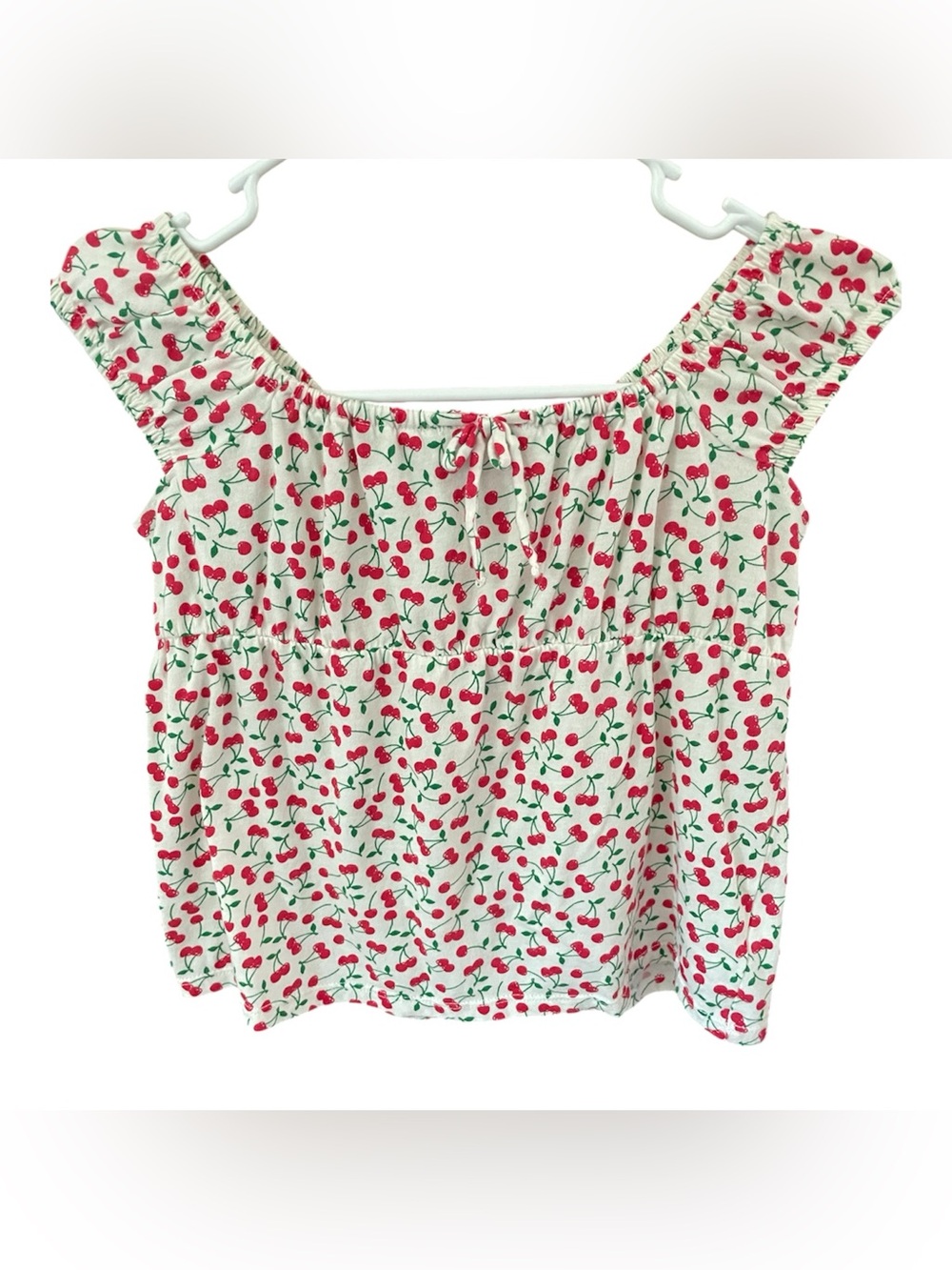Old Navy White Cherry Print Off-Shoulder Top